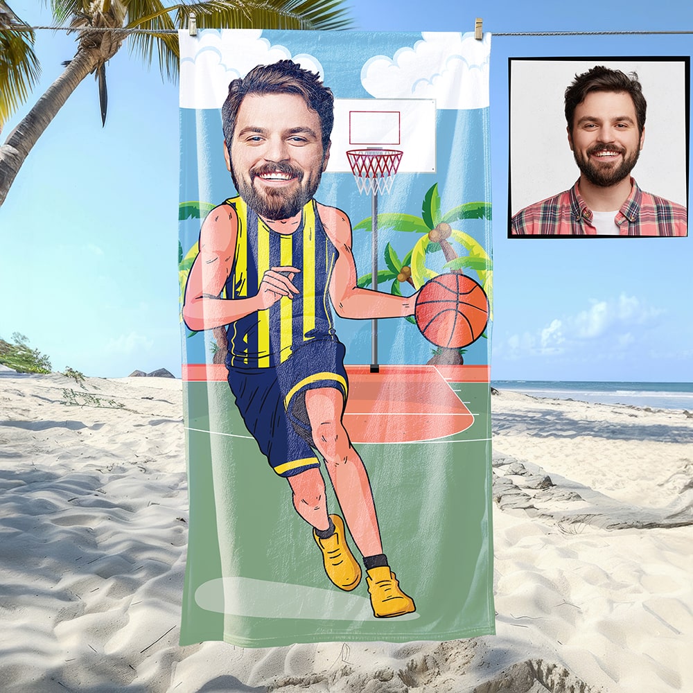 Basketbol Erkek Sarı Lacivert Plaj ve Spor Havlusu