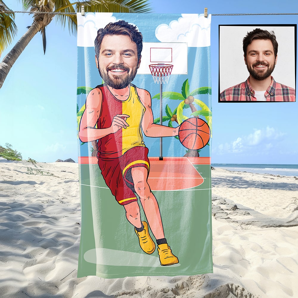 Basketbol Erkek Sarı Kırmızı Plaj ve Spor Havlusu