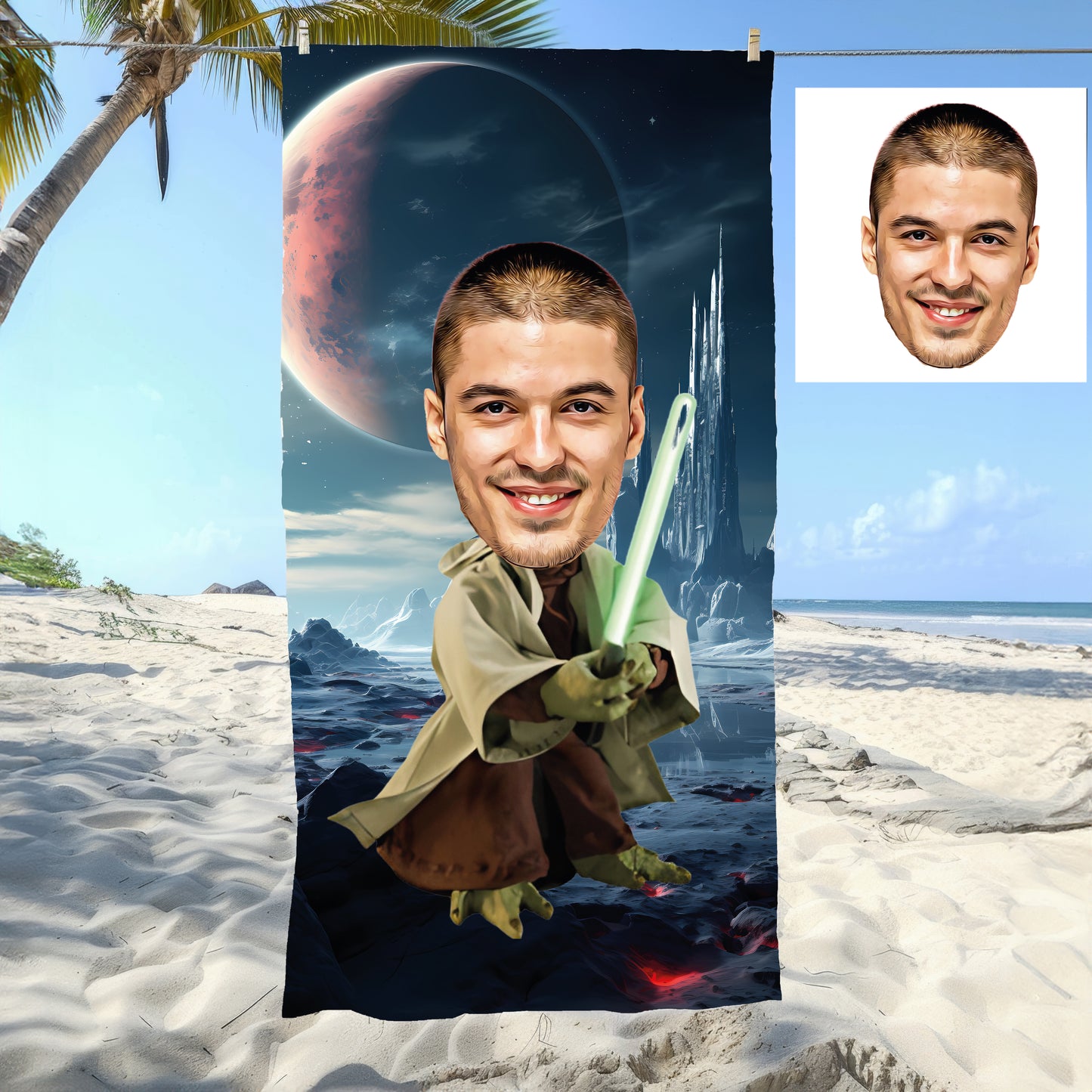 Kişiye Özel Karikatür Fotoğraflı Star Wars Plaj ve Banyo Havlusu 115659