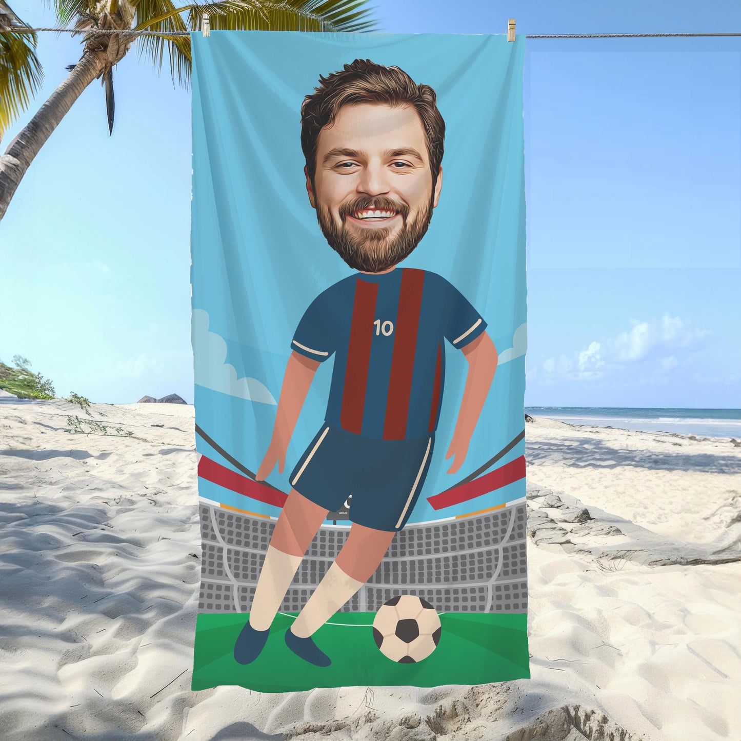 Futbol Erkek Bordo Mavi Plaj ve Spor Havlusu 115985
