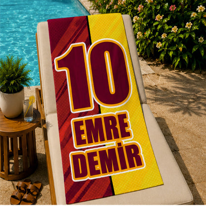 Sarı Kırmızı İsimli Plaj ve Spor Havlusu