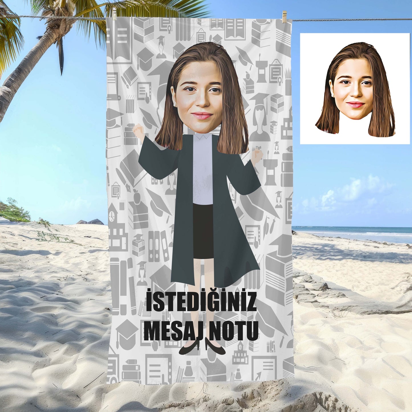 Kişiye Özel Mesajlı Karikatür Fotoğraflı Avukat Plaj Ve Spor Havlusu 115022