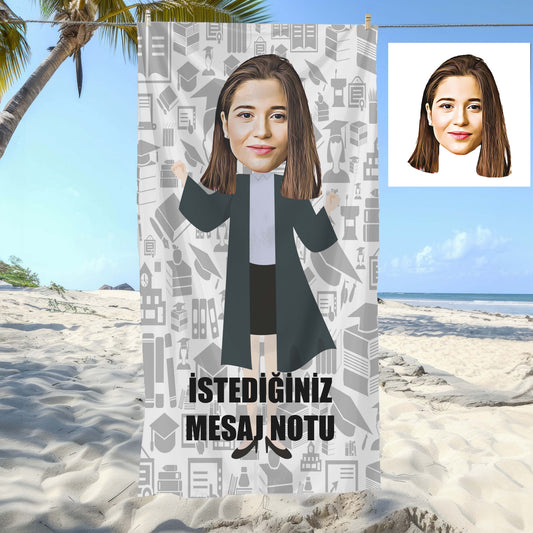 Kişiye Özel Mesajlı Karikatür Fotoğraflı Avukat Plaj Ve Spor Havlusu 115022