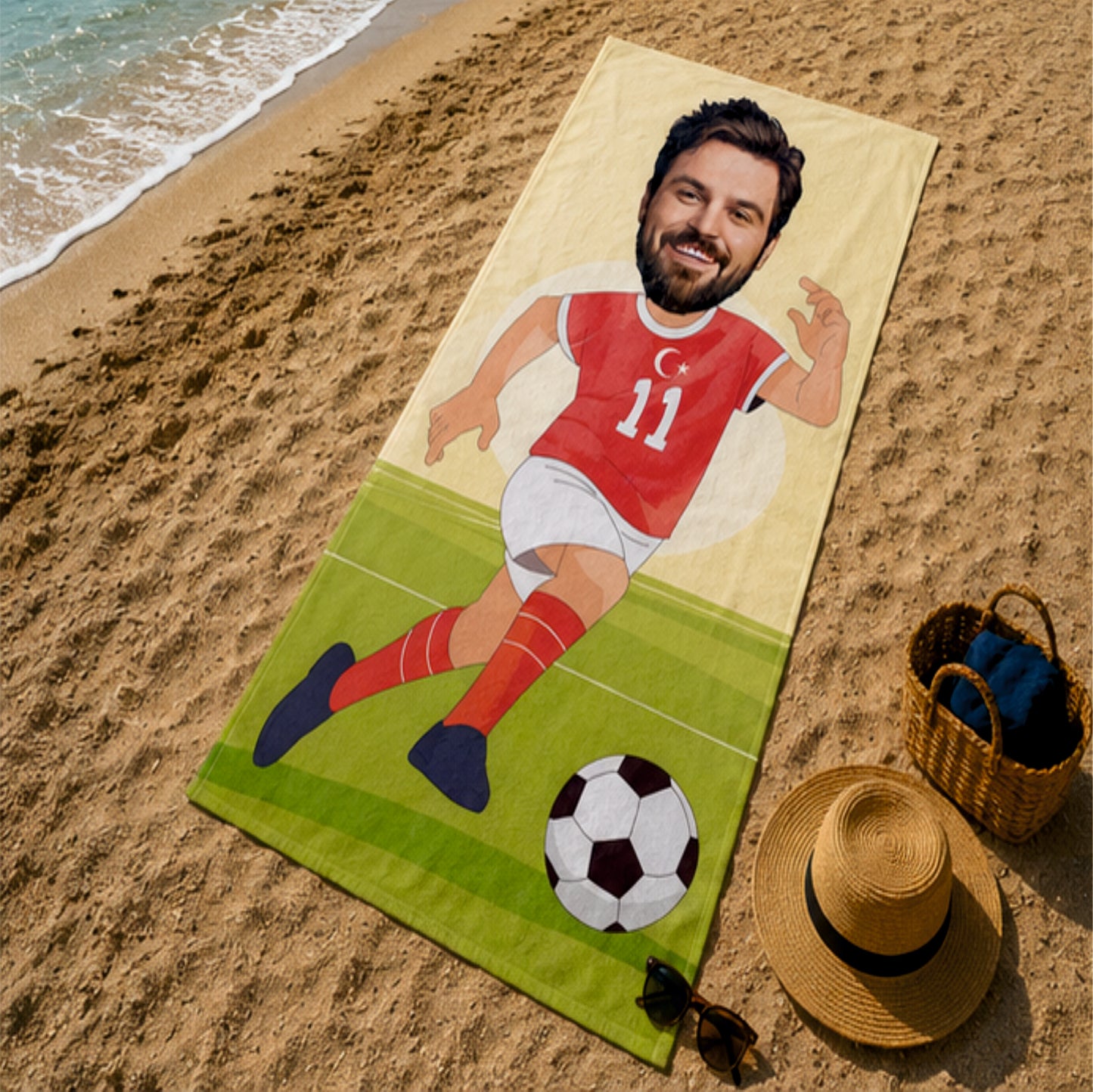 Futbolcu Erkek 2 Plaj ve Spor Havlusu