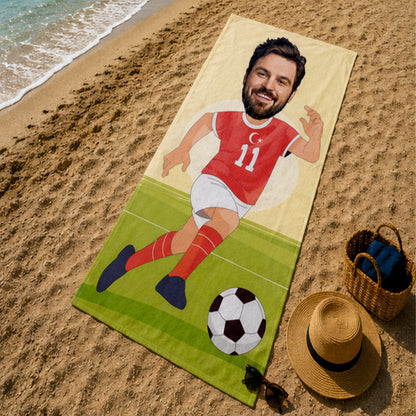 Futbolcu Erkek 2 Plaj ve Spor Havlusu