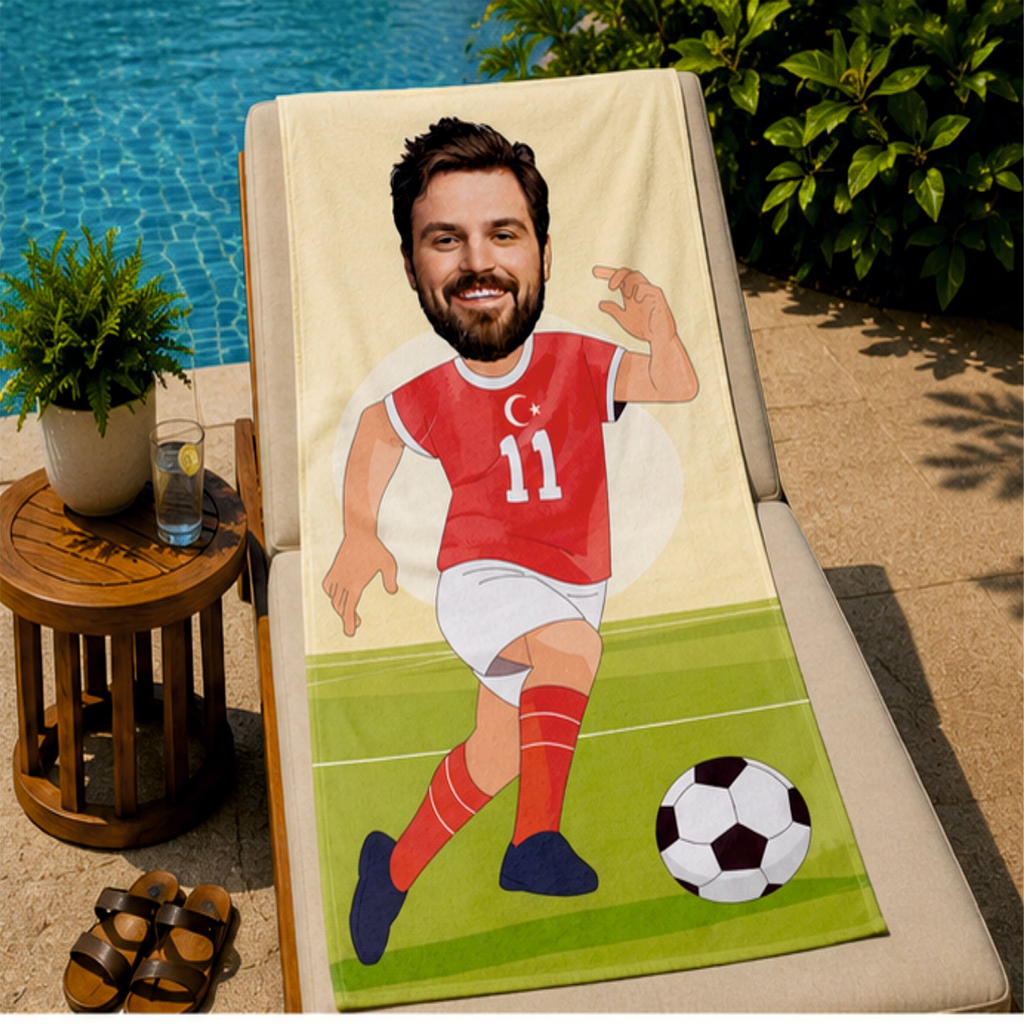 Futbolcu Erkek 2 Plaj ve Spor Havlusu