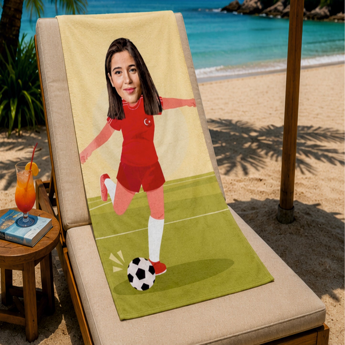 Futbolcu Kadın Plaj ve Spor Havlusu