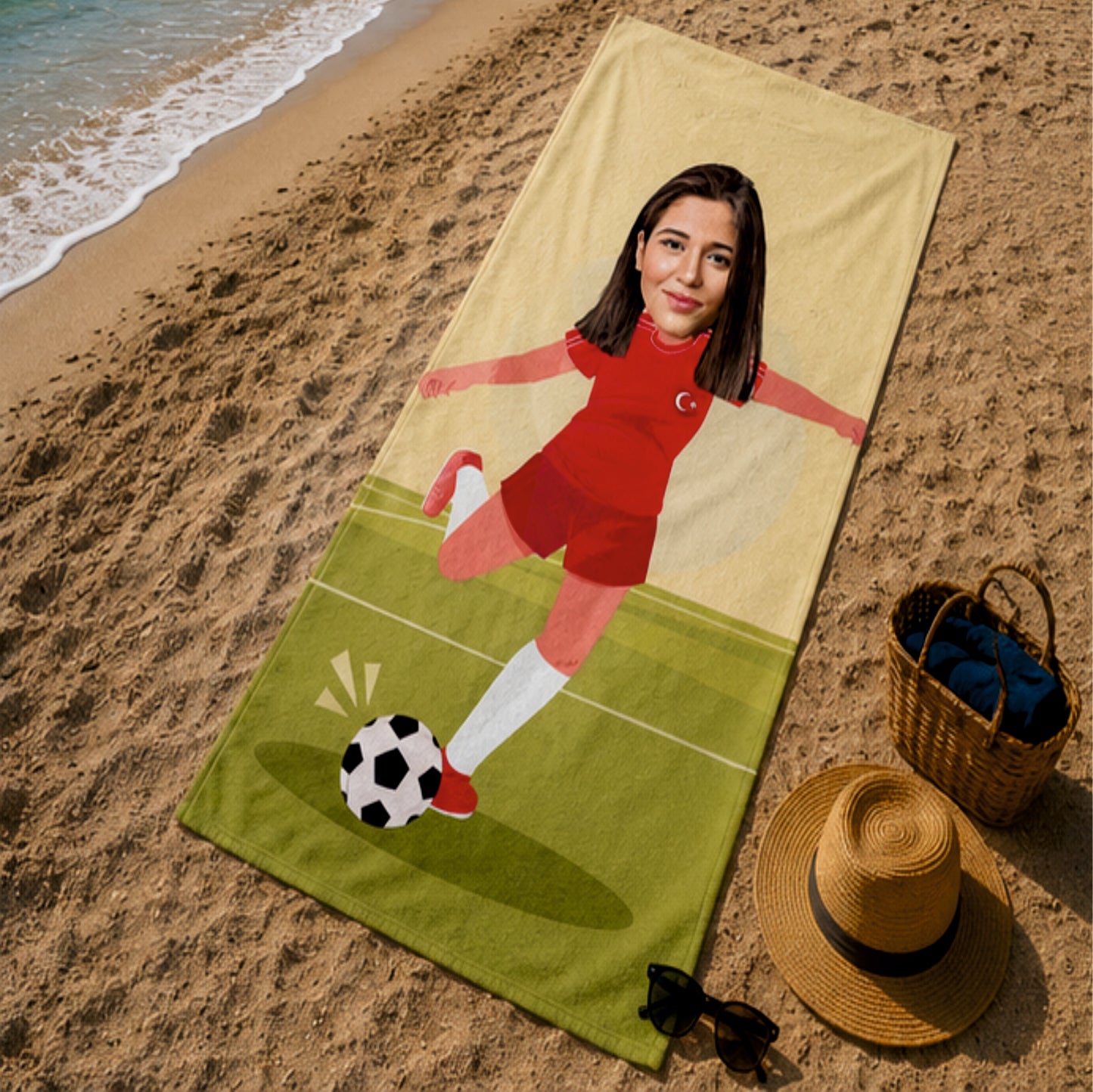 Futbolcu Kadın Plaj ve Spor Havlusu