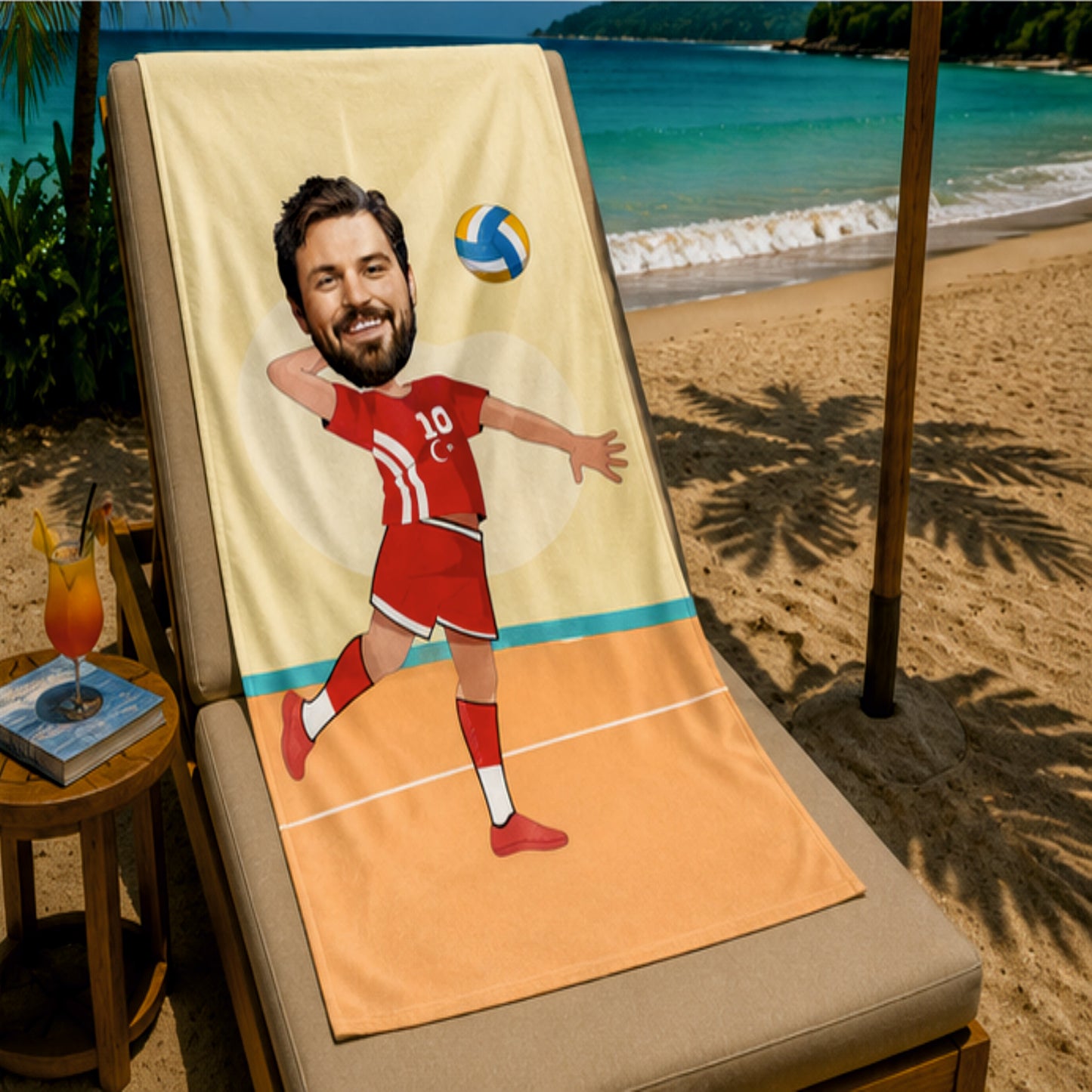 Voleybolcu Erkek Plaj ve Spor Havlusu