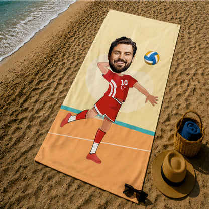 Voleybolcu Erkek Plaj ve Spor Havlusu