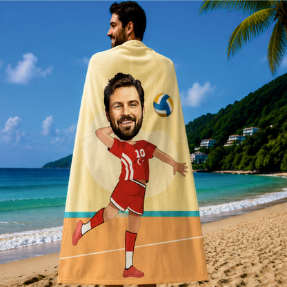 Voleybolcu Erkek Plaj ve Spor Havlusu