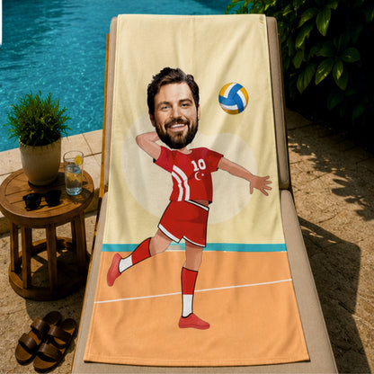Voleybolcu Erkek Plaj ve Spor Havlusu
