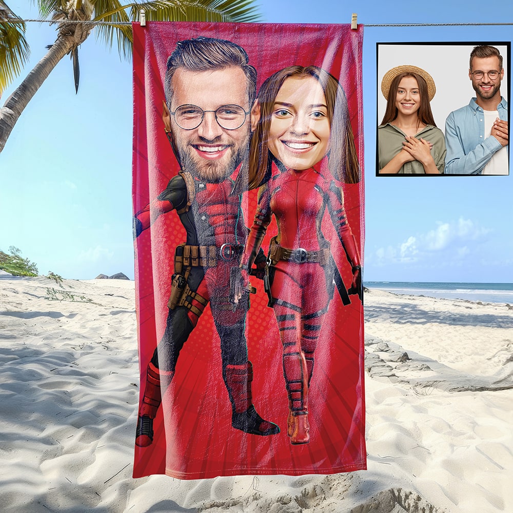 İki Kişilik Deadpool Modelli Plaj ve Spor Havlusu