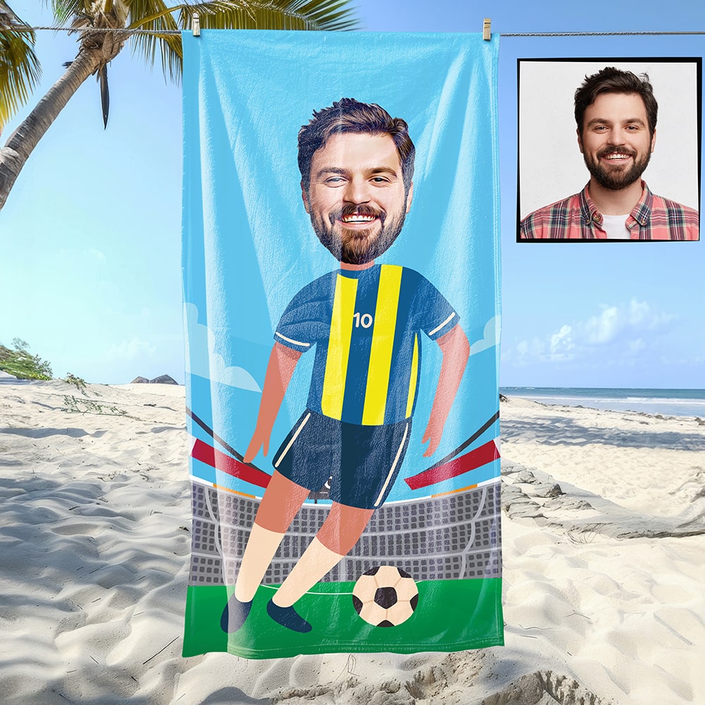 Futbol Erkek Sarı Lacivert Plaj ve Spor Havlusu