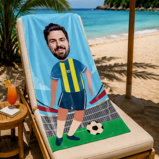 Futbol Erkek Sarı Lacivert Plaj ve Spor Havlusu