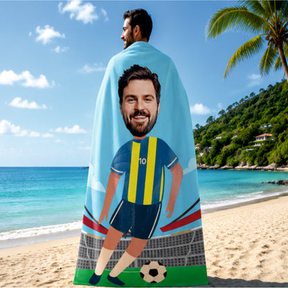 Futbol Erkek Sarı Lacivert Plaj ve Spor Havlusu