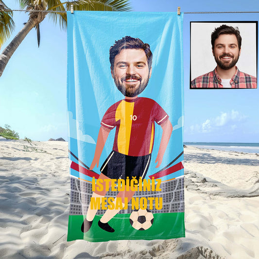 Kişiye Özel Mesajlı Karikatür Fotoğraflı Taraftar Plaj Ve Spor Havlusu 115066