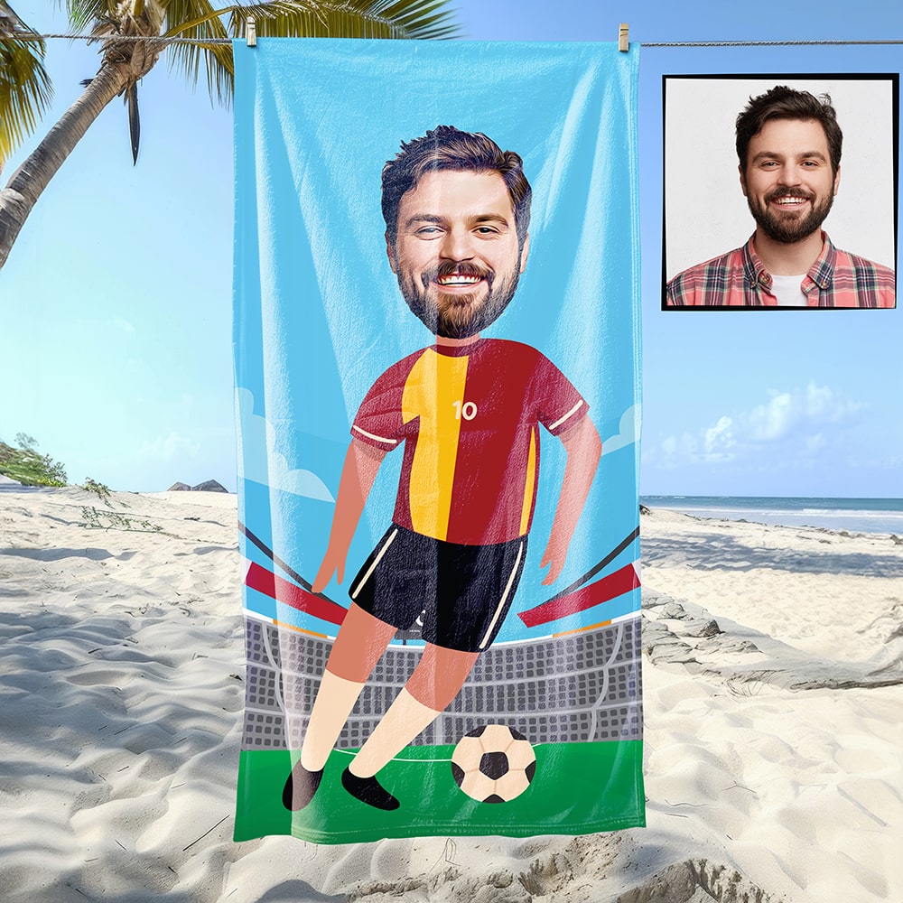 Futbol Erkek Sarı Kırmızı Plaj ve Spor Havlusu