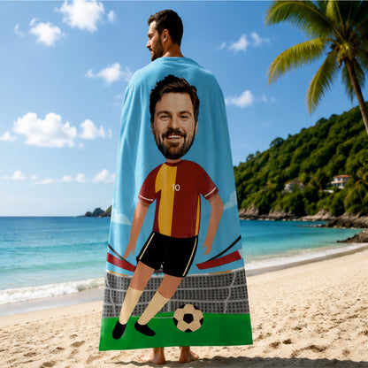Futbol Erkek Sarı Kırmızı Plaj ve Spor Havlusu