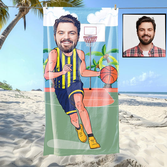 Basketbol Erkek Sarı Lacivert Plaj ve Spor Havlusu