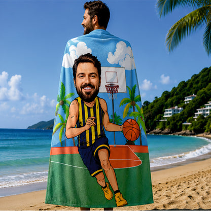 Basketbol Erkek Sarı Lacivert Plaj ve Spor Havlusu