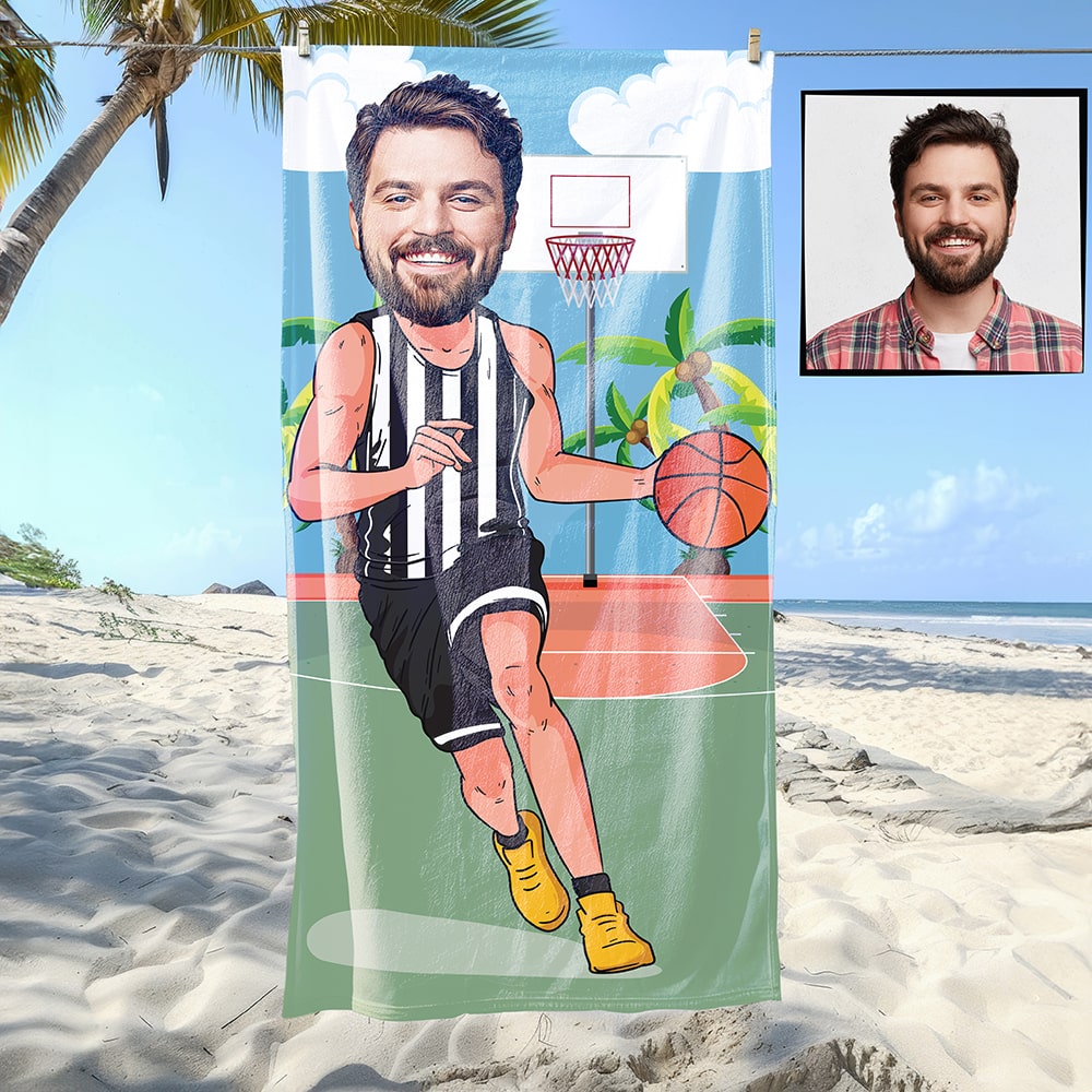 Basketbol Erkek Siyah Beyaz Plaj ve Spor Havlusu