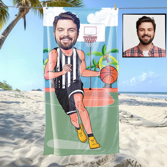 Basketbol Erkek Siyah Beyaz Plaj ve Spor Havlusu