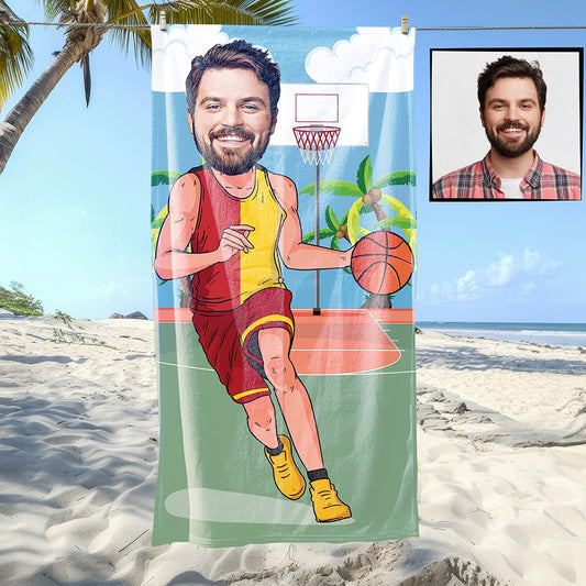 Basketbol Erkek Sarı Kırmızı Plaj ve Spor Havlusu