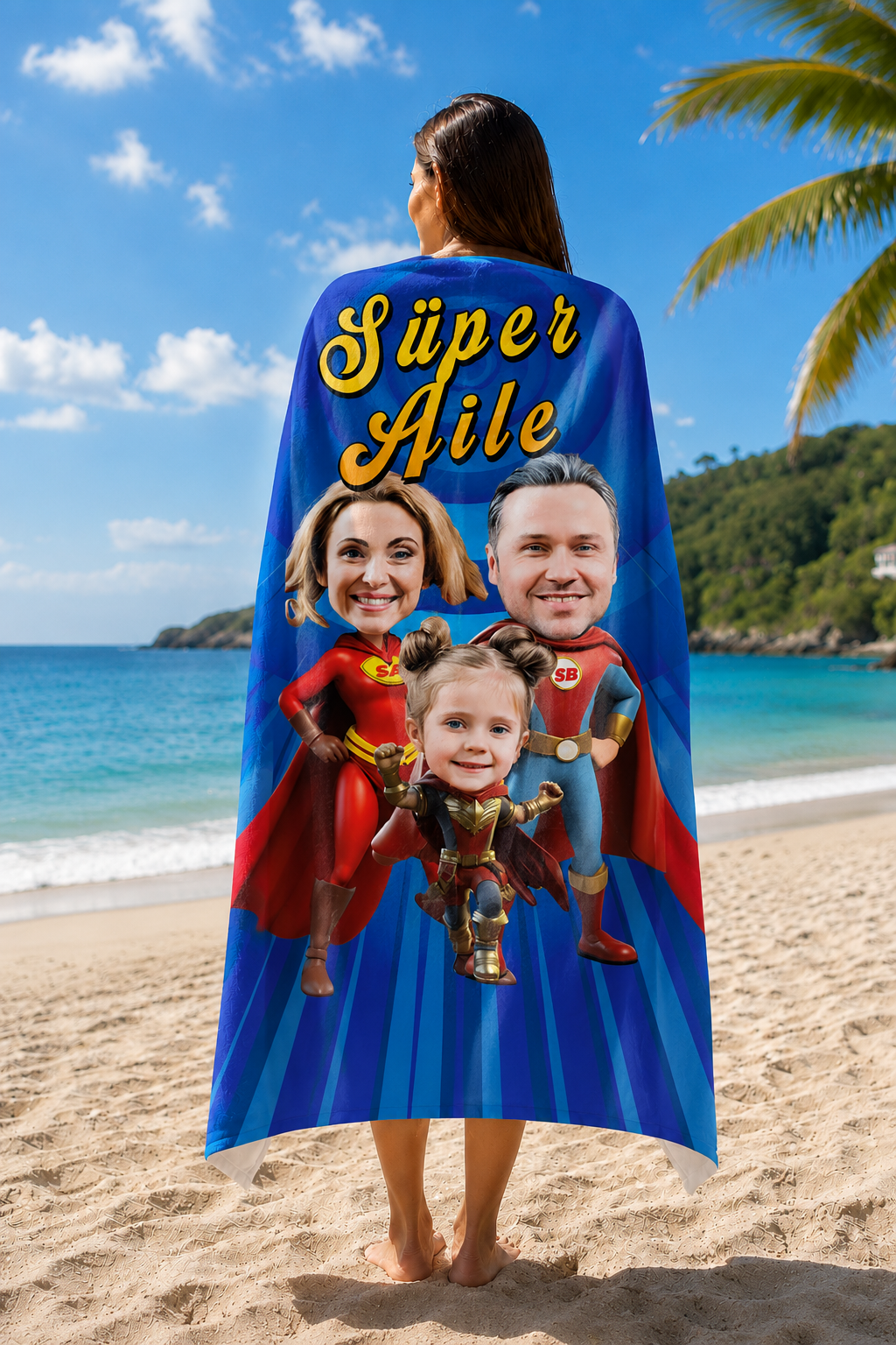 Üç Kişilik Süper Aile Plaj ve Spor Havlusu
