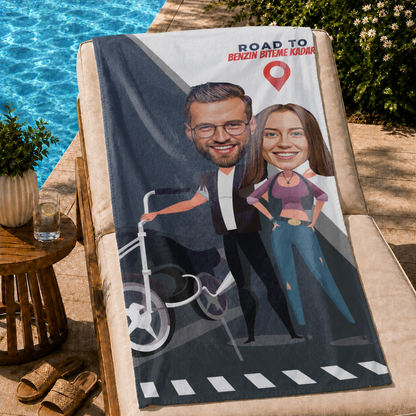 Çift Kişilik Motorlu Plaj ve Spor Havlusu Yazılı