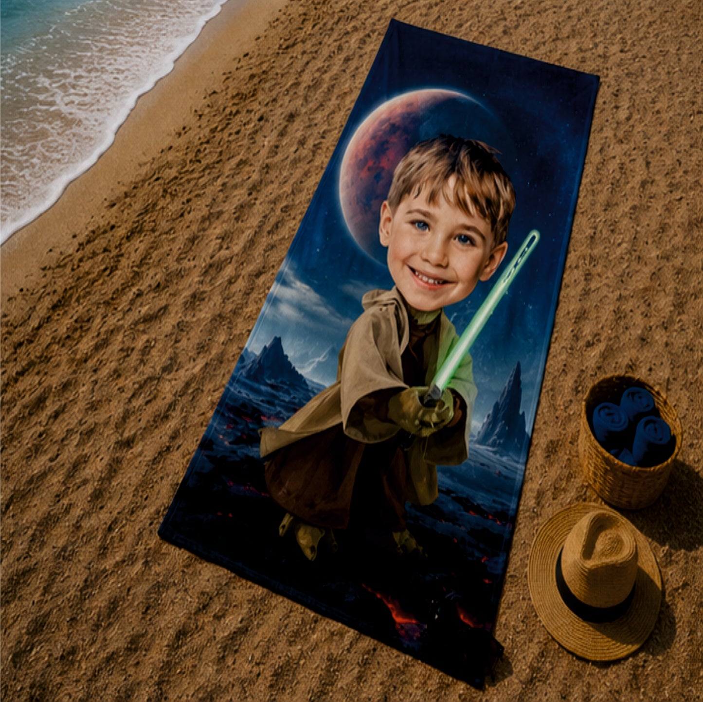 Kişiye Özel Karikatür Fotoğraflı Star Wars Plaj ve Banyo Havlusu 115659