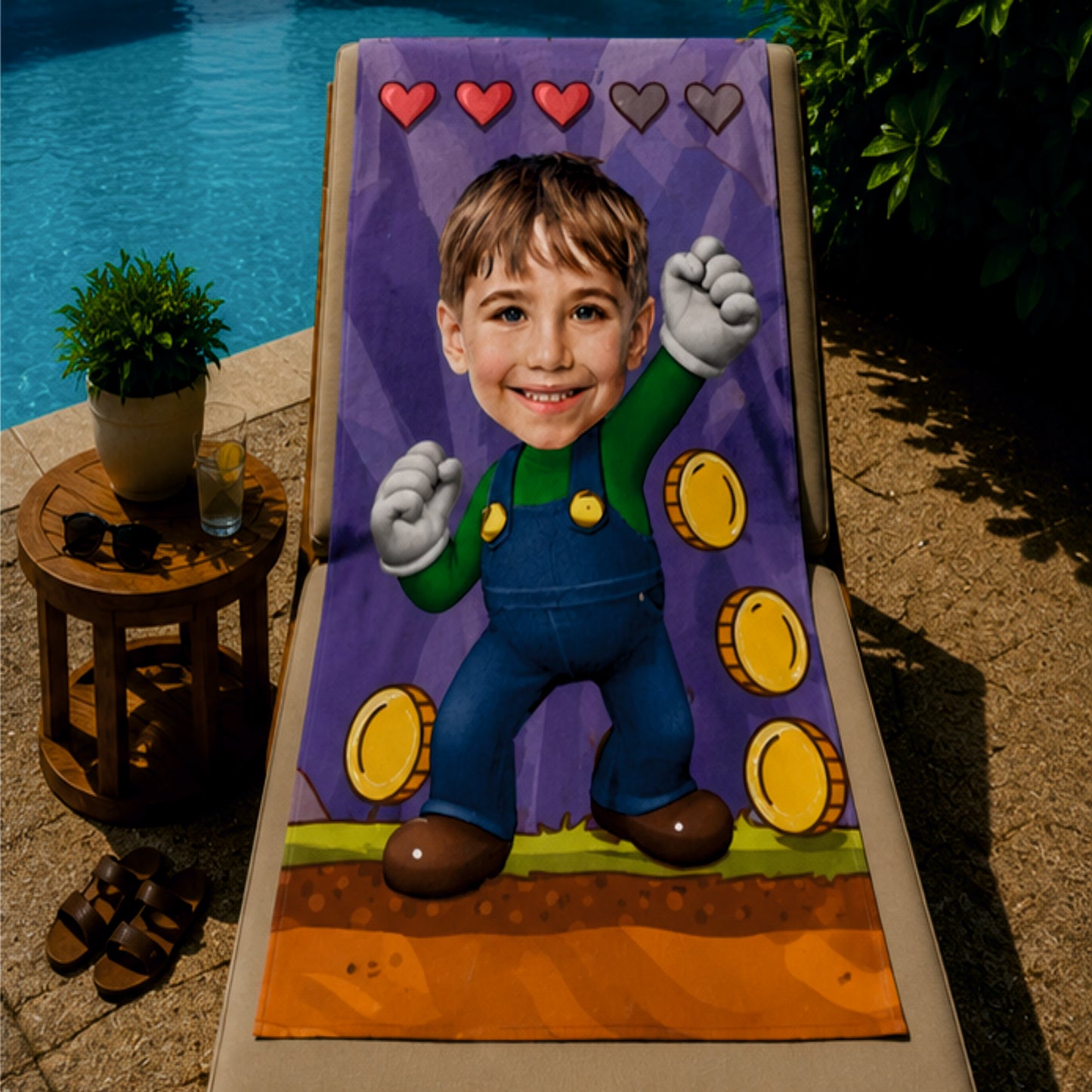 Kişiye Özel Karikatür Fotoğraflı Süper Mario Plaj ve Banyo Havlusu 115743