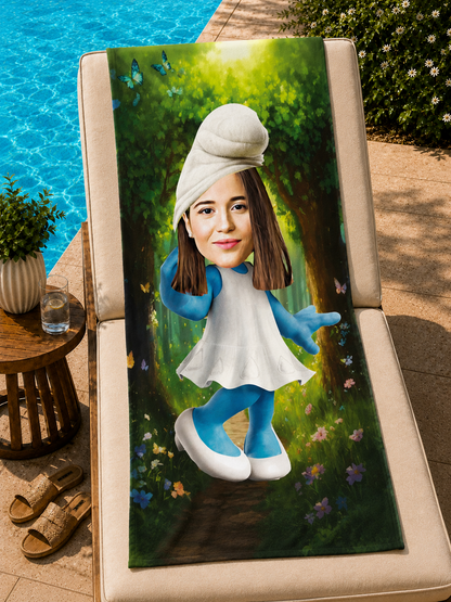 Kişiye Özel Karikatür Fotoğraflı Şirinler Bebek Plaj ve Banyo Havlusu 115771