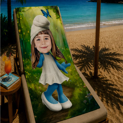 Kişiye Özel Karikatür Fotoğraflı Şirinler Bebek Plaj ve Banyo Havlusu 115771