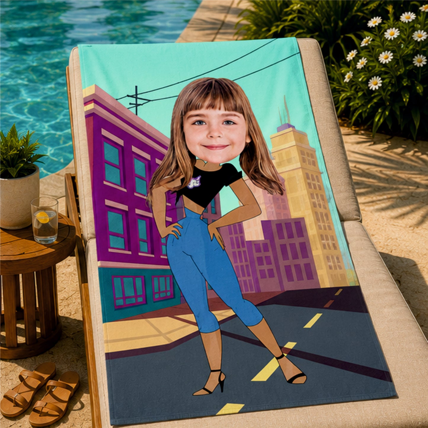 Kişiye Özel Karikatür Fotoğraflı Johhny Bravo Bebek Plaj ve Banyo Havlusu 115780