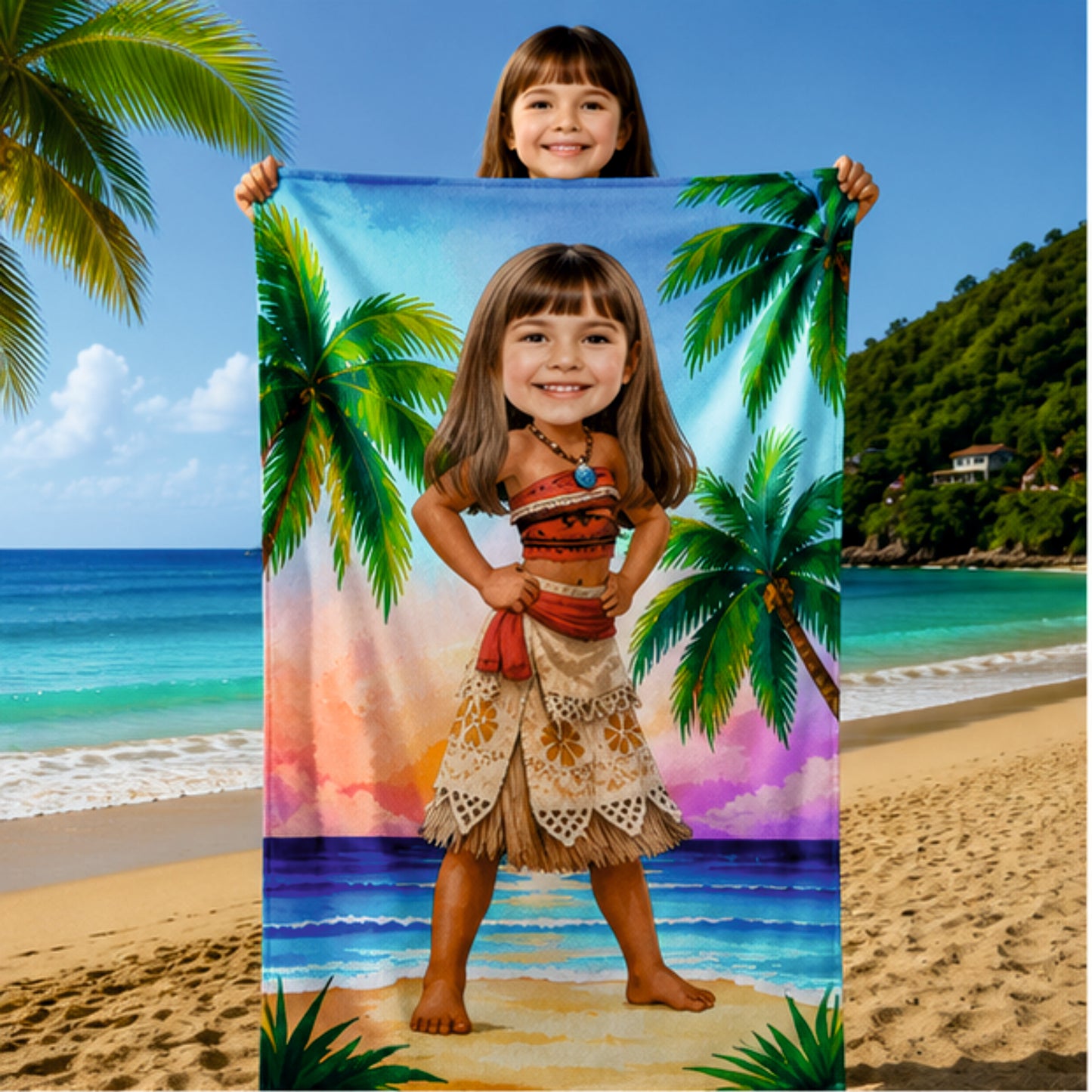 Kişiye Özel Karikatür Fotoğraflı Moana Bebek Plaj ve Banyo Havlusu 115786
