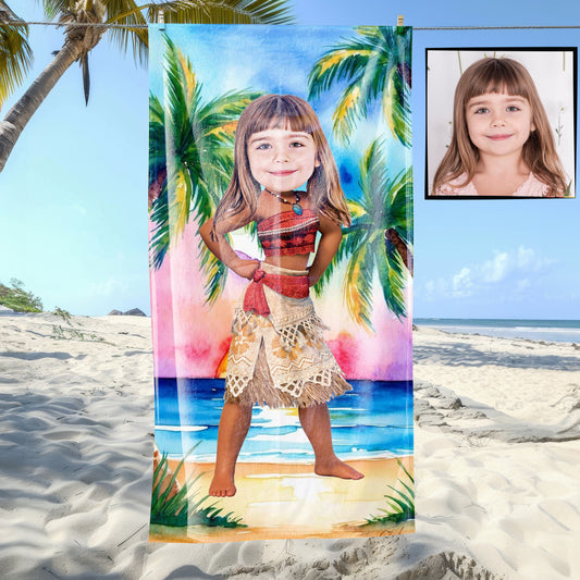 Kişiye Özel Karikatür Fotoğraflı Moana Bebek Plaj ve Banyo Havlusu 115786