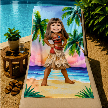 Kişiye Özel Karikatür Fotoğraflı Moana Bebek Plaj ve Banyo Havlusu 115786