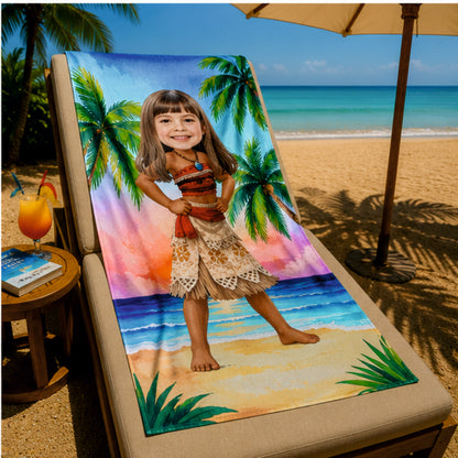 Kişiye Özel Karikatür Fotoğraflı Moana Bebek Plaj ve Banyo Havlusu 115786
