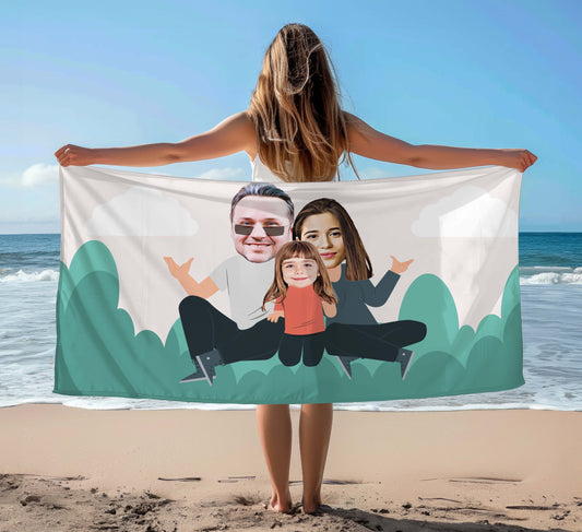 Üç Kişilik Aile Plaj ve Spor Havlusu