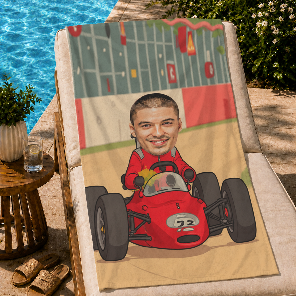 Kişiye Özel Fotoğraflı Yarışçı Tasarımlı Plaj ve Spor Havlusu 116064