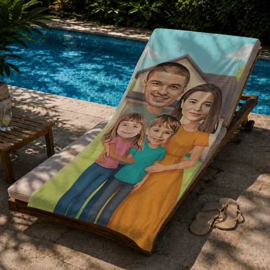 Kişiye Özel Fotoğraflı Aile Temalı Plaj ve Spor Havlusu 116067