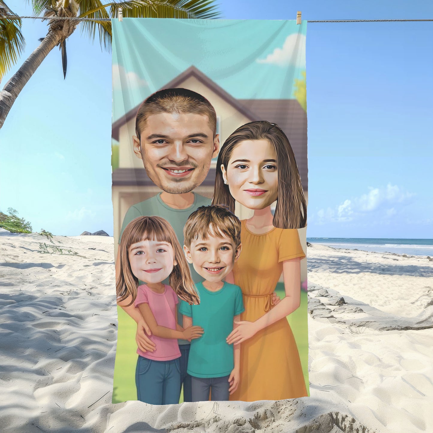 Kişiye Özel Fotoğraflı Aile Temalı Plaj ve Spor Havlusu 116067