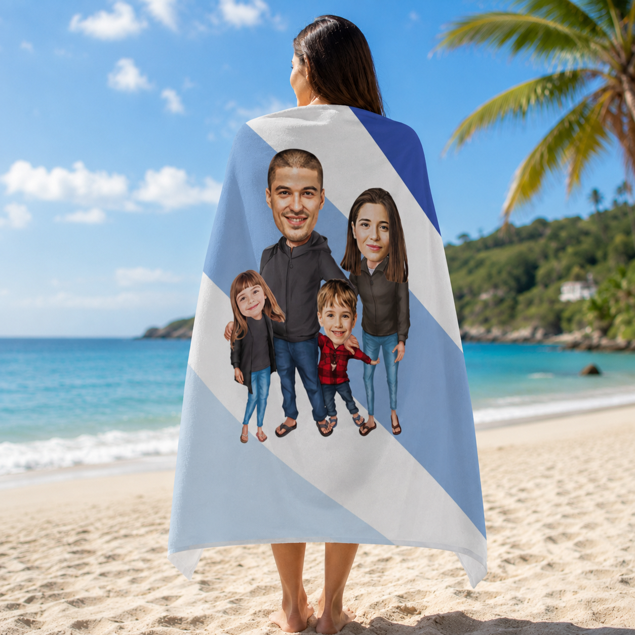 Dört Kişilik Aile Plaj ve Spor Havlusu